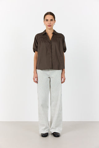 LR-ISLA SOLID 129 Shirt Dark brown