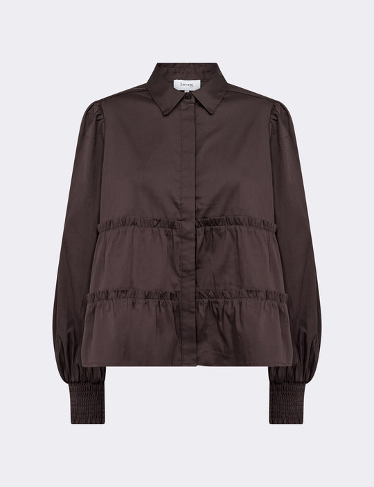 LR-ISLA SOLID 95 Shirt Dark brown