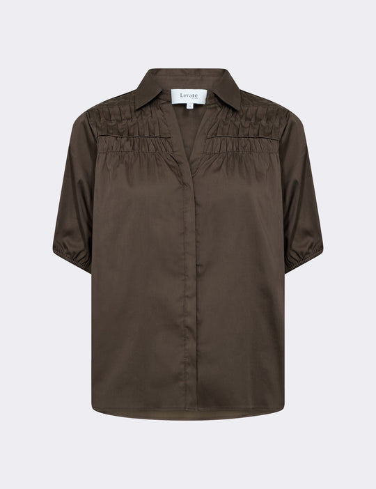 LR-ISLA SOLID 129 Shirt Dark brown