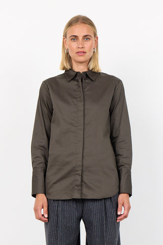 LR-ISLA SOLID 7 Shirt Dark brown