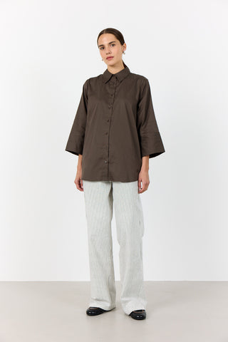 LR-ISLA SOLID 124 Shirt Dark brown