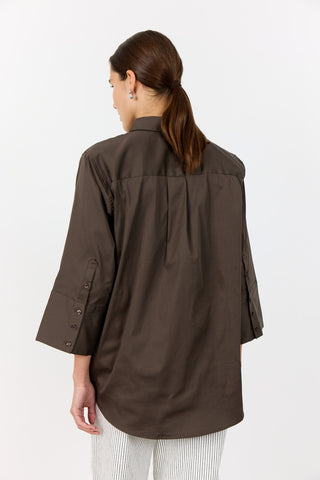 LR-ISLA SOLID 124 Shirt Dark brown