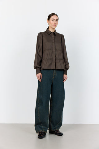 LR-ISLA SOLID 95 Shirt Dark brown