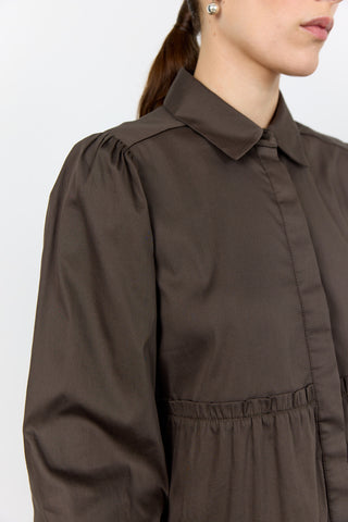 LR-ISLA SOLID 95 Shirt Dark brown