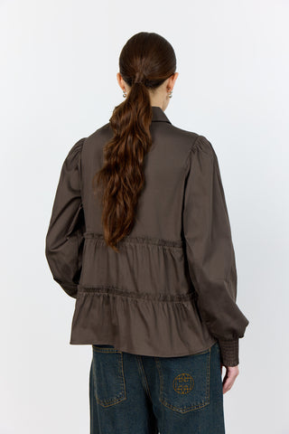 LR-ISLA SOLID 95 Shirt Dark brown