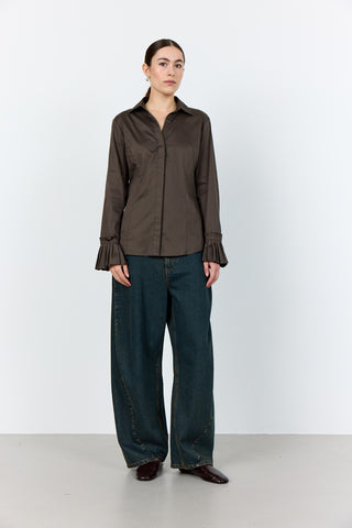 LR-ISLA SOLID 130 Shirt Dark brown