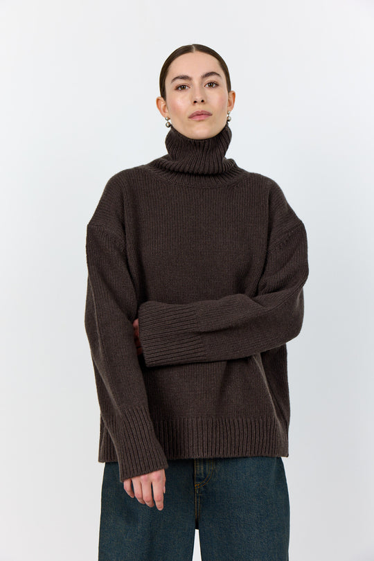 LR-PERLE 3 Pullover Dark brown