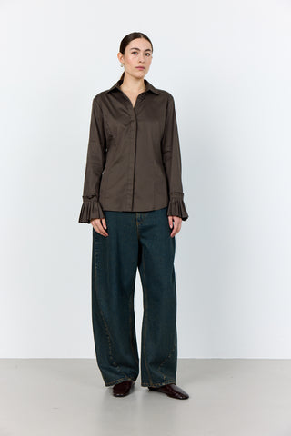LR-ISLA SOLID 130 Shirt Dark brown