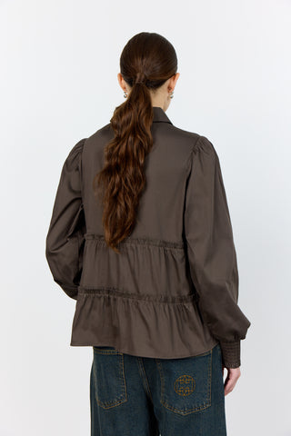 LR-ISLA SOLID 95 Shirt Dark brown