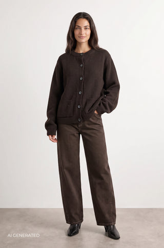 LR-PERLE 9 Cardigan Dark brown