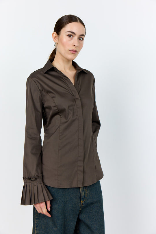LR-ISLA SOLID 130 Shirt Dark brown