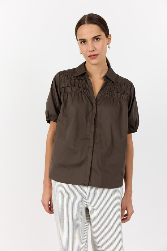 LR-ISLA SOLID 129 Shirt Dark brown