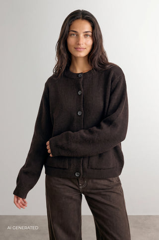 LR-PERLE 9 Cardigan Dark brown