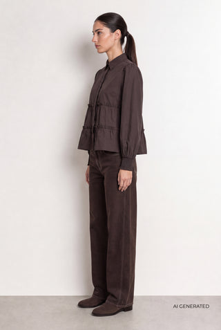 LR-ISLA SOLID 95 Shirt Dark brown