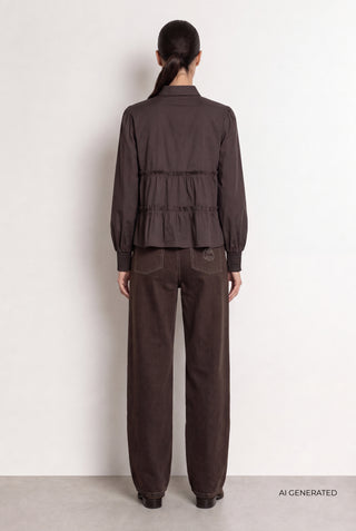 LR-ISLA SOLID 95 Shirt Dark brown