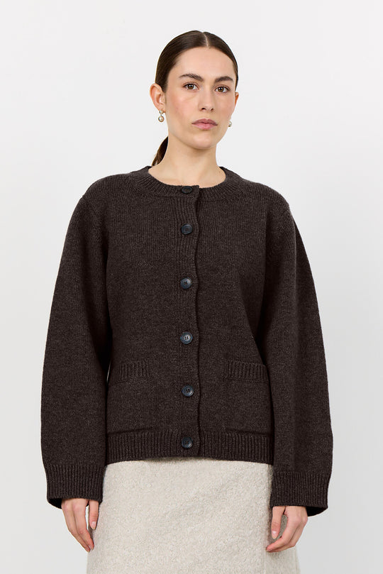 LR-PERLE 9 Cardigan Dark brown
