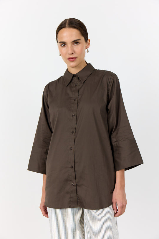LR-ISLA SOLID 124 Shirt Dark brown