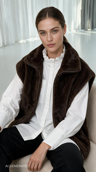 LR-ULLE 2 Waistcoat Dark brown