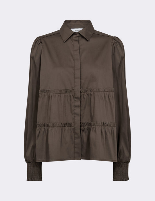 LR-ISLA SOLID 95 Shirt Dark brown