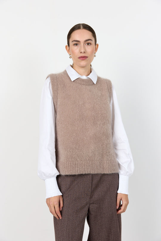 LR-NOREEN 5 Waistcoat Light brown