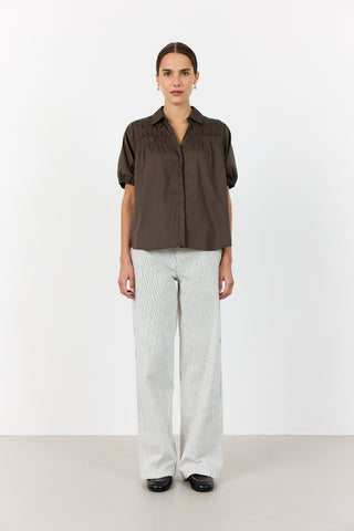LR-ISLA SOLID 129 Shirt Dark brown