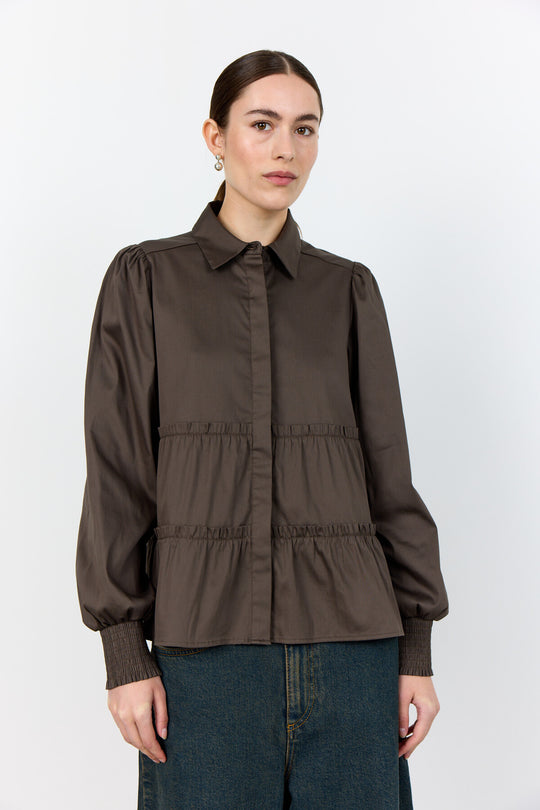 LR-ISLA SOLID 95 Shirt Dark brown