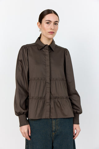 LR-ISLA SOLID 95 Shirt Dark brown