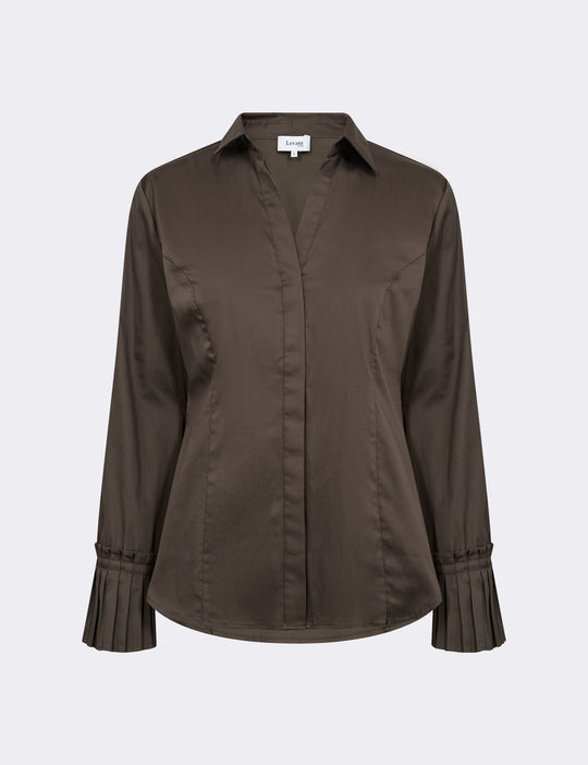 LR-ISLA SOLID 130 Shirt Dark brown