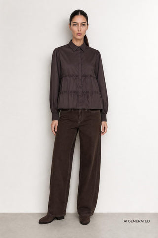 LR-ISLA SOLID 95 Shirt Dark brown