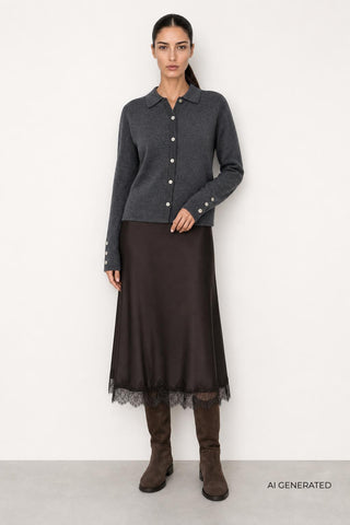 LR-ISMAILA 6 Cardigan Dark grey