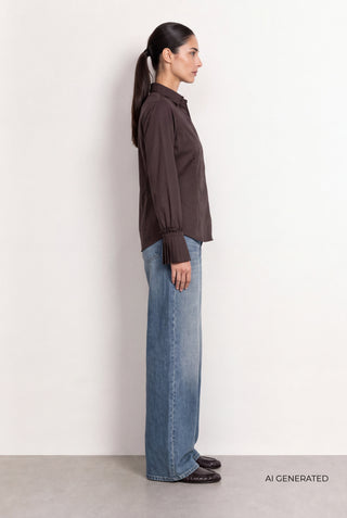 LR-ISLA SOLID 130 Shirt Dark brown