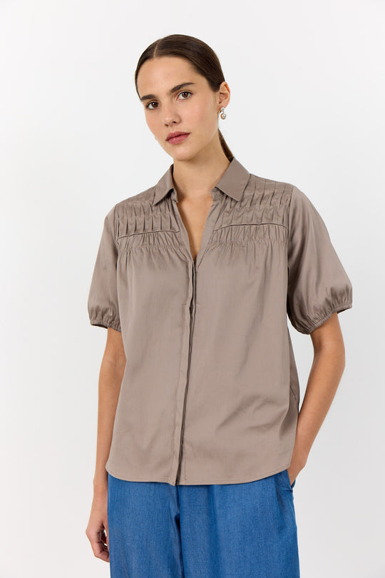 LR-ISLA SOLID 129 Shirt Dark Sand